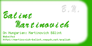 balint martinovich business card