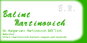 balint martinovich business card